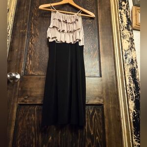 Sweet Storm Black & Gold-  Ruffle Midi Mini Dress